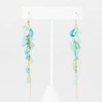 gold green and blue dangle earring