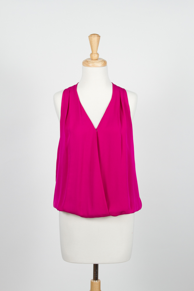 pink joie silk top, hot pink sleeveless blouse