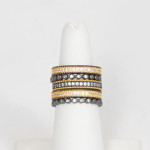 frieda rothman mixed metal, gold and black ring, stacking rings, gold