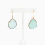 gold and teal stone dangle earrings, green earring