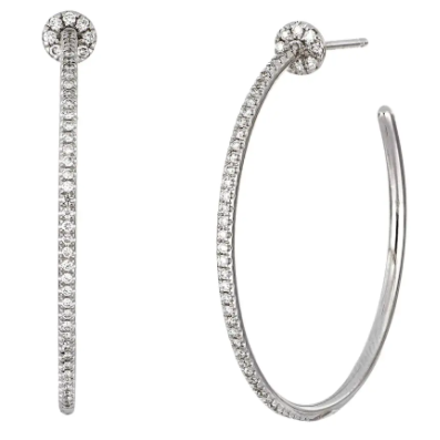 silver diamond hoop earring