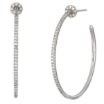 silver diamond hoop earring
