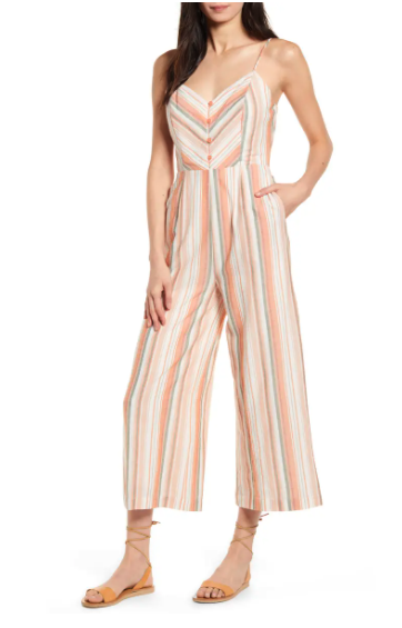 lost + wander orange stripe jumpsuit