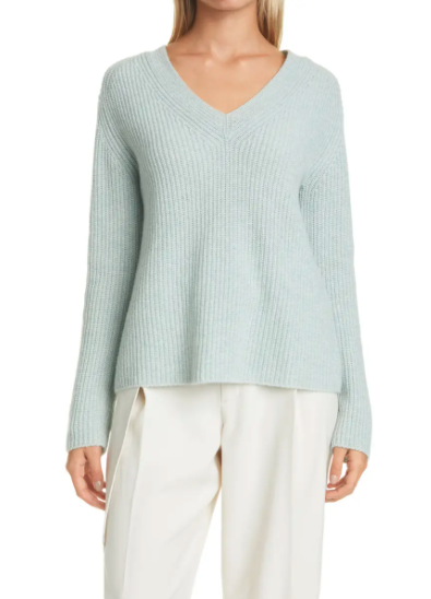 vince v-neck pale sage cashmere