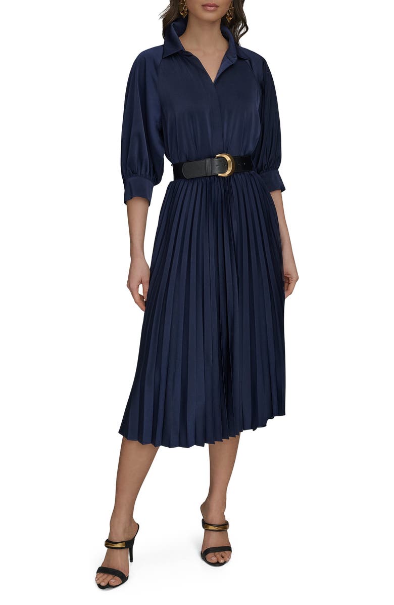 donna karen blue silk work dress