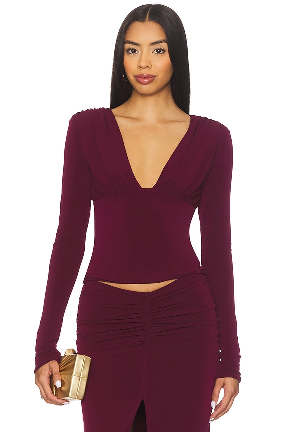 lovers and friends long sleeve burgundy top